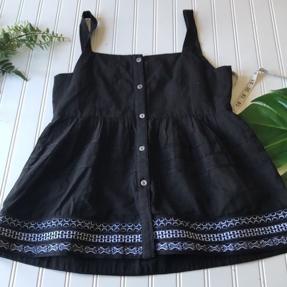 Anthropologie Amit aggarwal black top button back strap linen Olivia - Picture 11 of 13